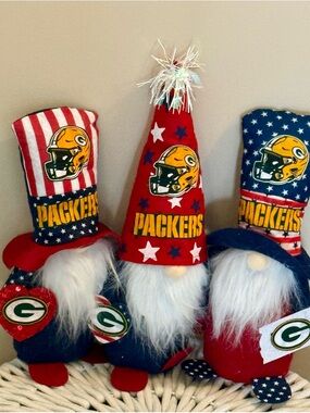 Green Bay Packers Patriotic Gnome Trio - Red, Blue, White